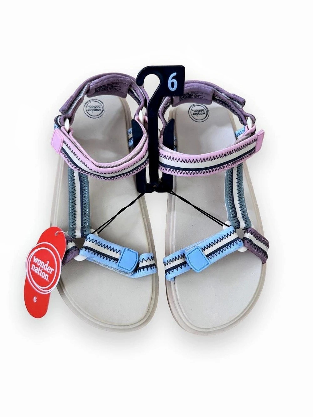 Wonder Nation Girls Comfort Footbed Sandals Purple & Blue US 6